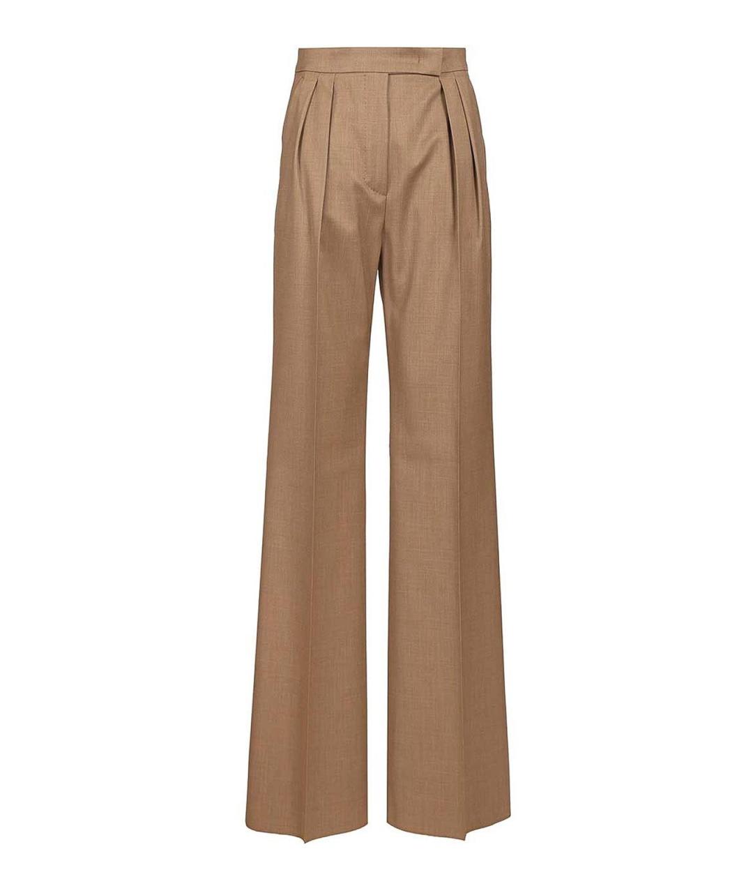 MAX MARA Коричневые шерстяные брюки широкие, фото 1