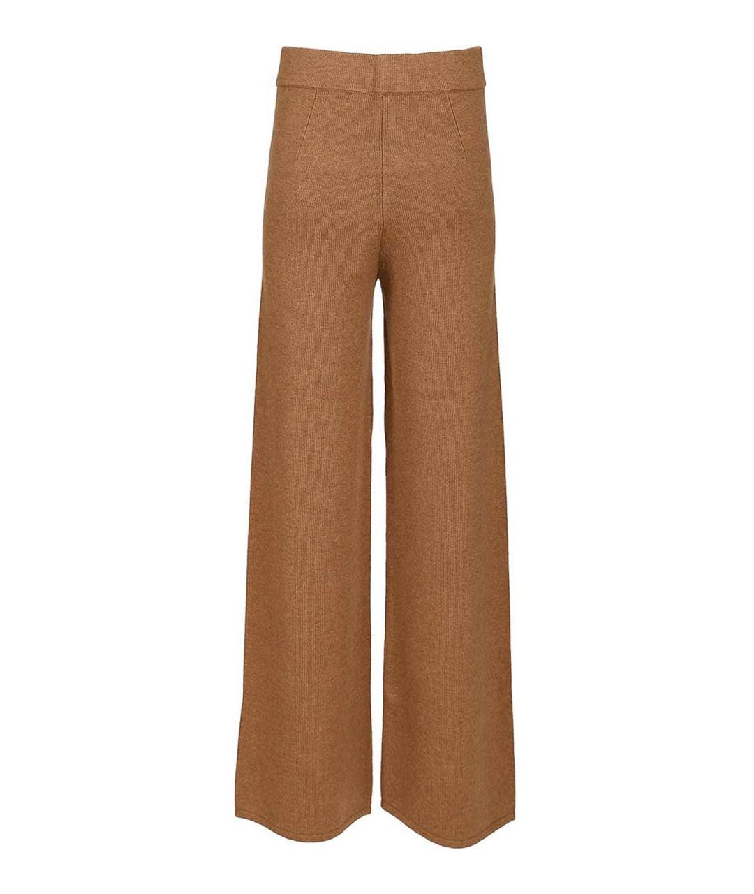 MAX MARA STUDIO Коричневые кашемировые прямые брюки, фото 2