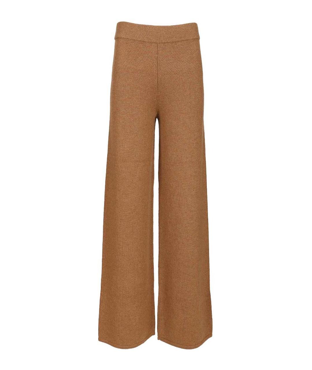 MAX MARA STUDIO Коричневые кашемировые прямые брюки, фото 1