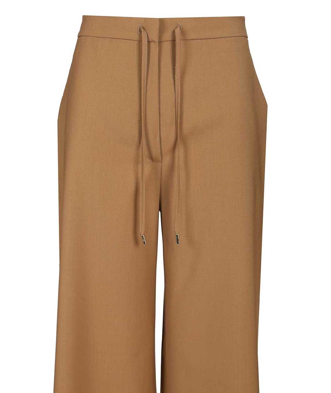 MAX MARA STUDIO Коричневые шерстяные прямые брюки, фото 4