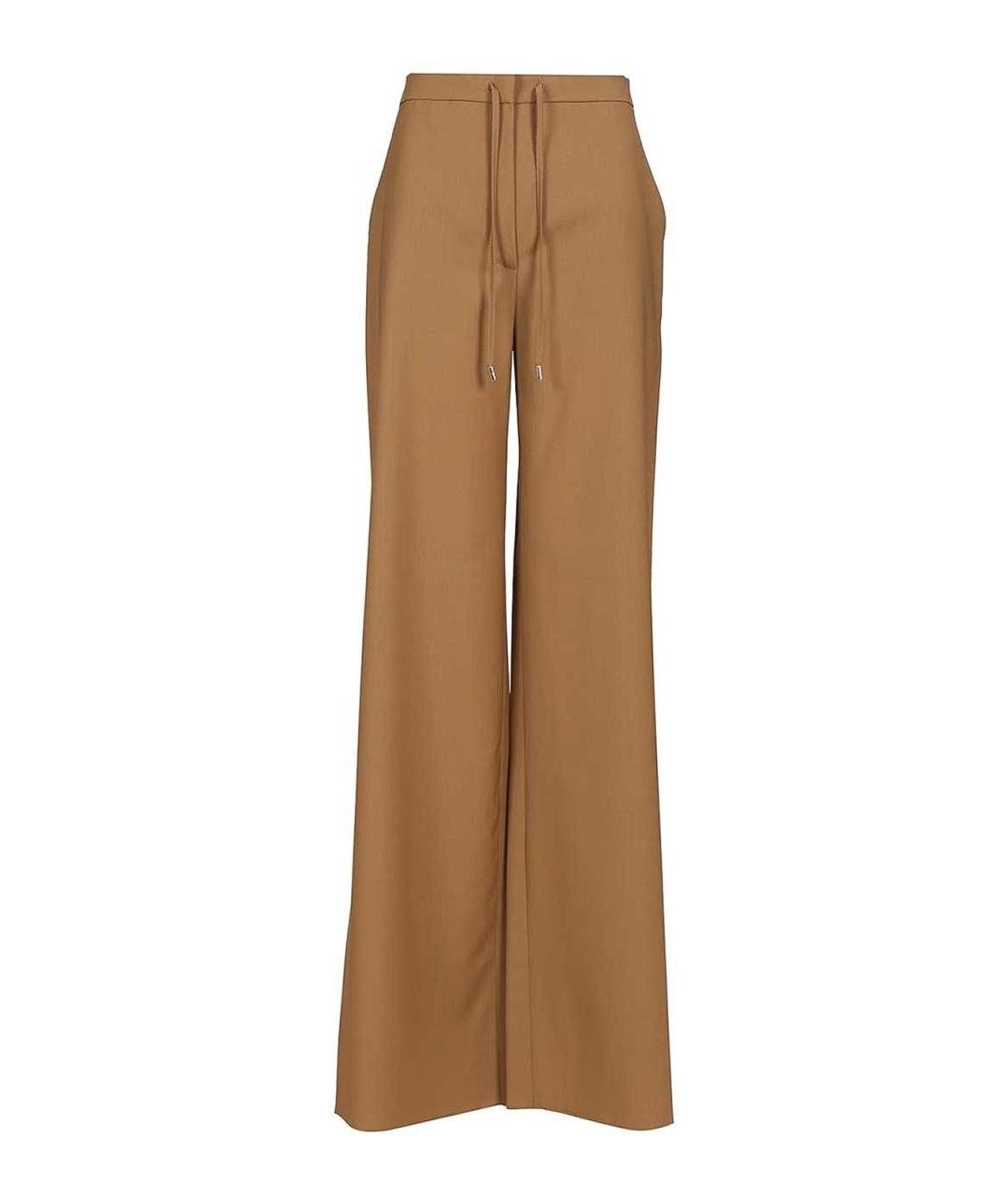 MAX MARA STUDIO Коричневые шерстяные прямые брюки, фото 1