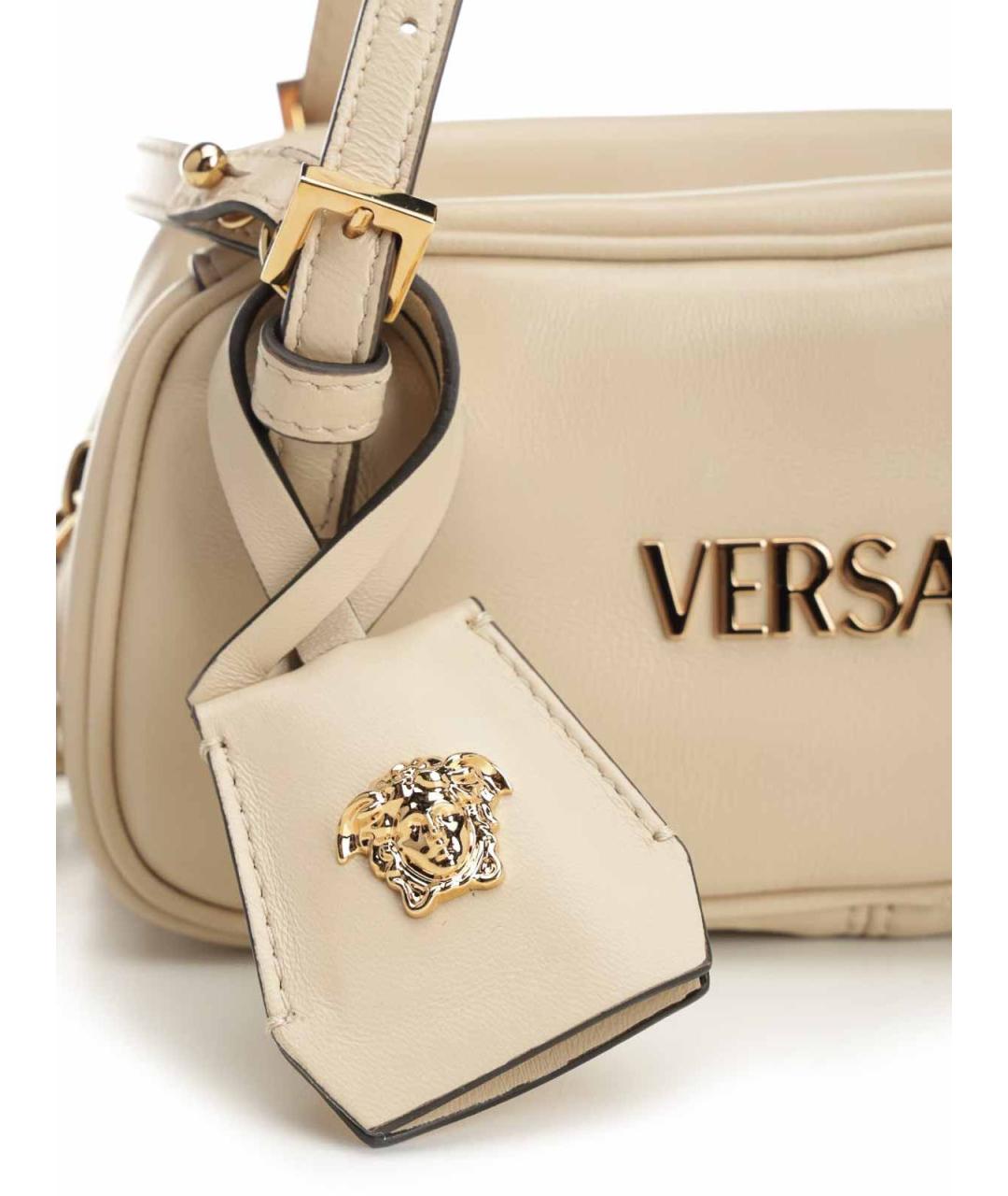 VERSACE Бежевая кожаная сумка через плечо, фото 5