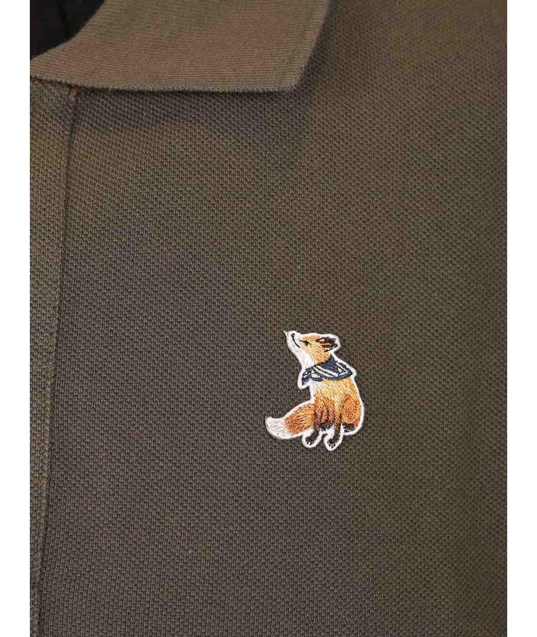 MAISON KITSUNE Коричневое хлопковое поло с коротким рукавом, фото 3