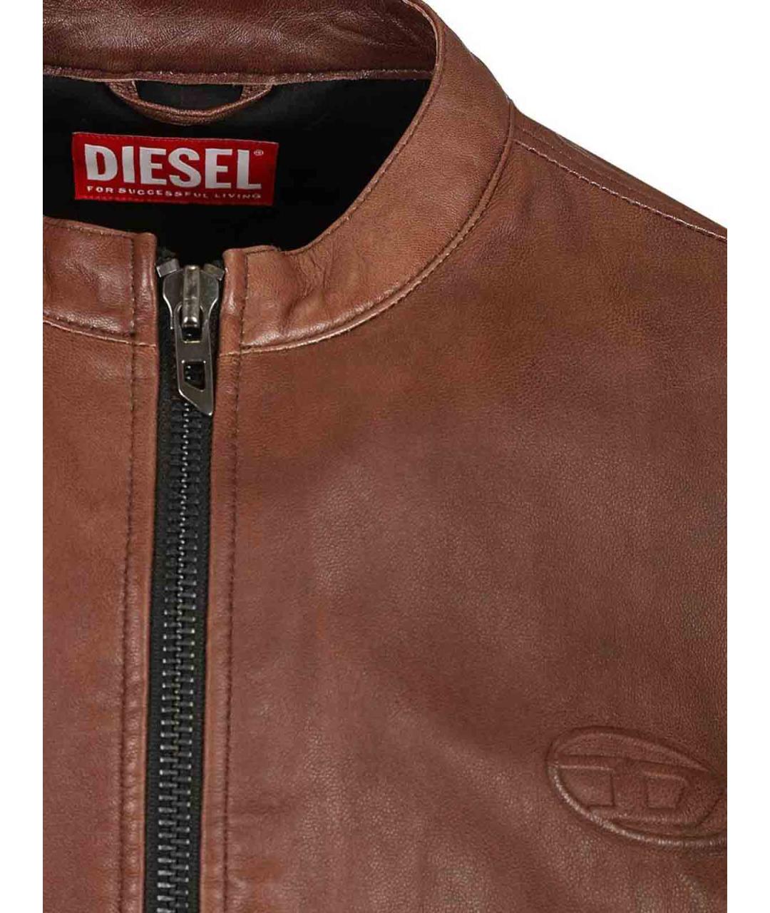 DIESEL Коричневая кожаная куртка, фото 4