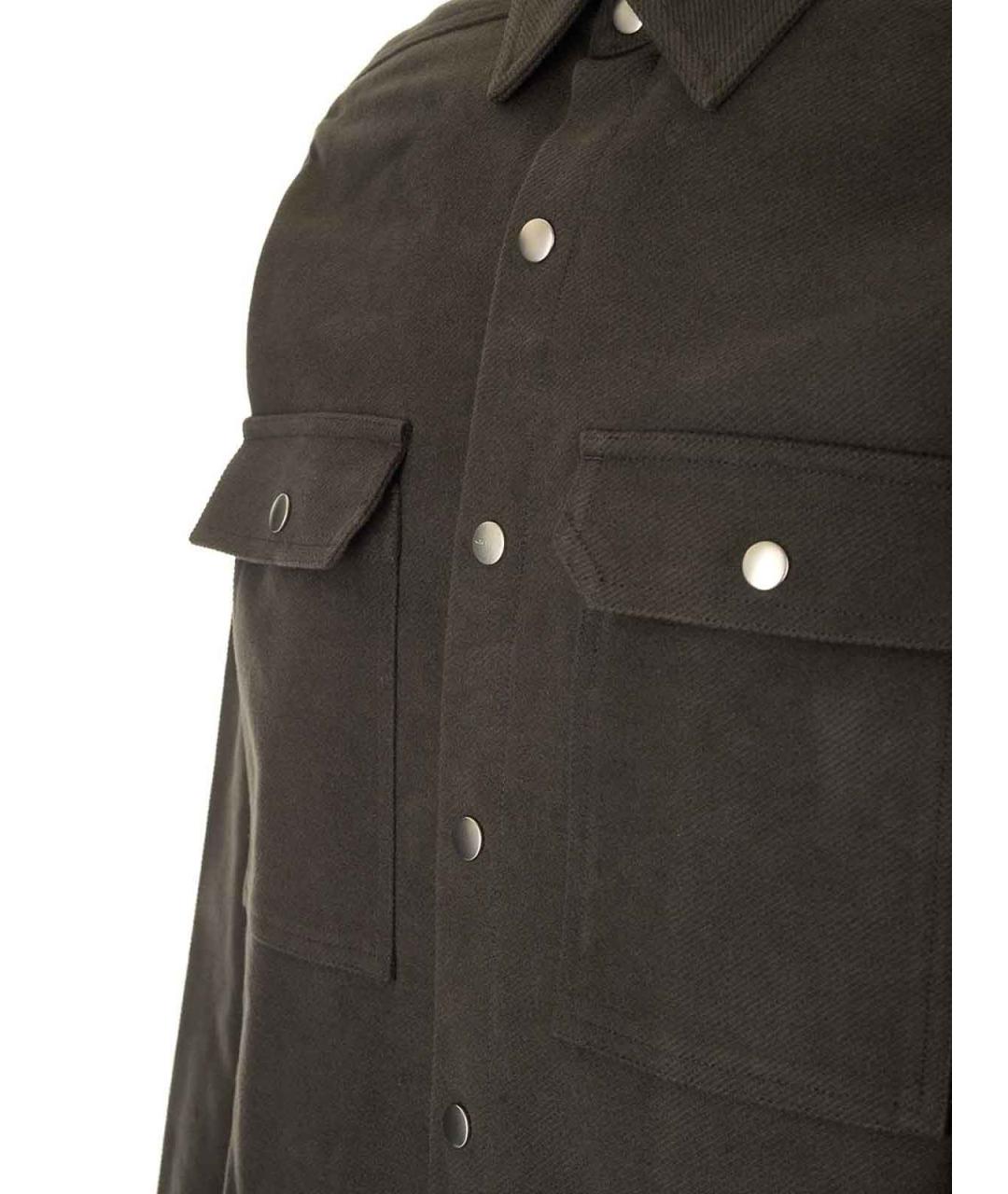 RICK OWENS Коричневая шерстяная классическая рубашка, фото 4