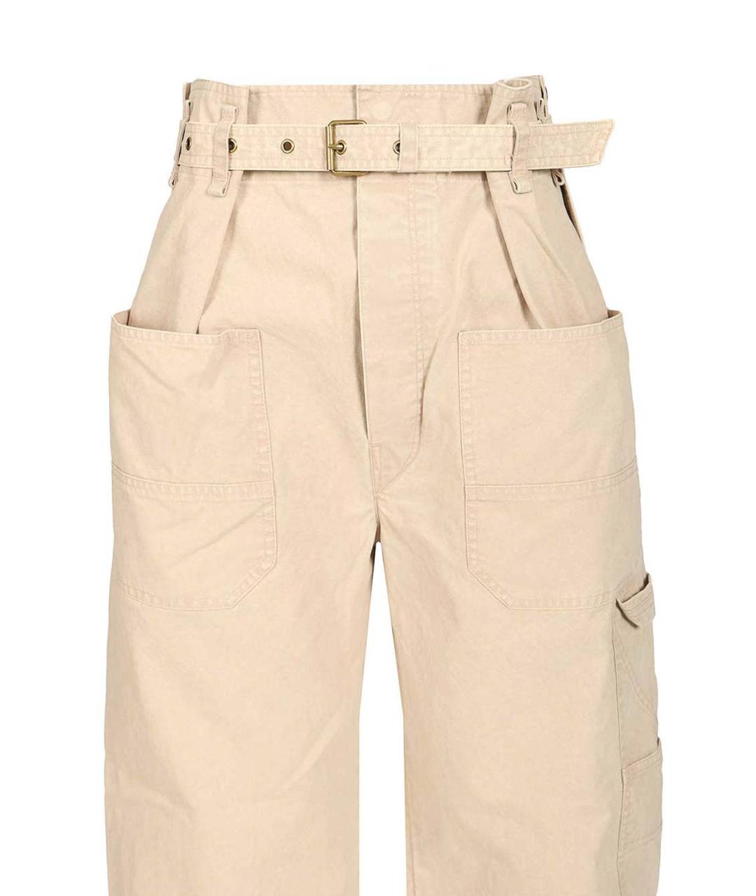 ISABEL MARANT Бежевые хлопковые прямые брюки, фото 4
