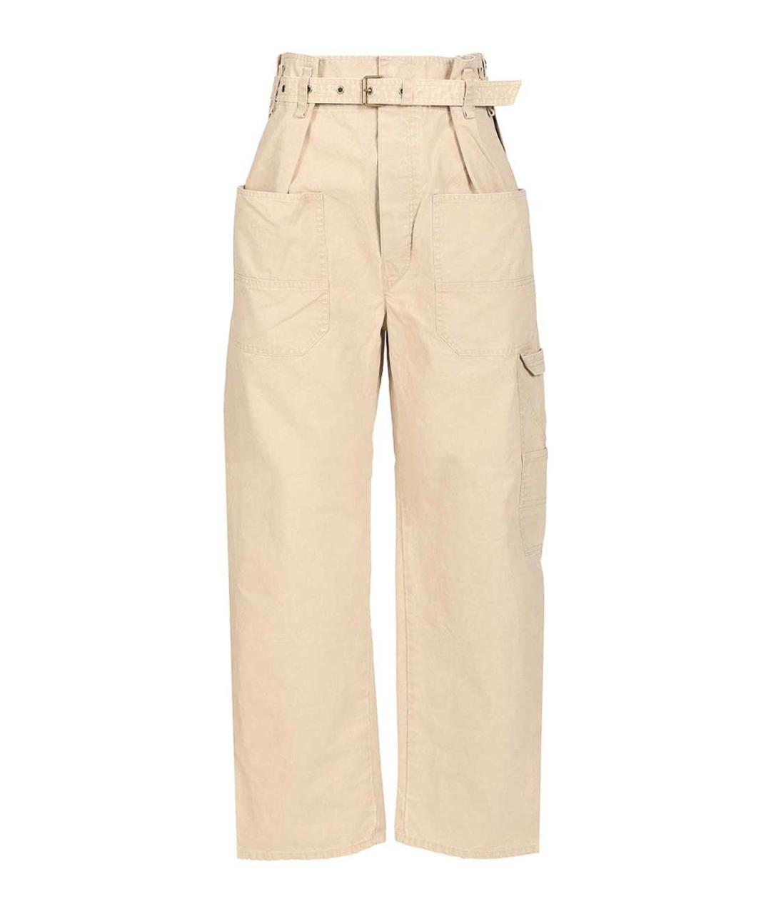ISABEL MARANT Бежевые хлопковые прямые брюки, фото 1
