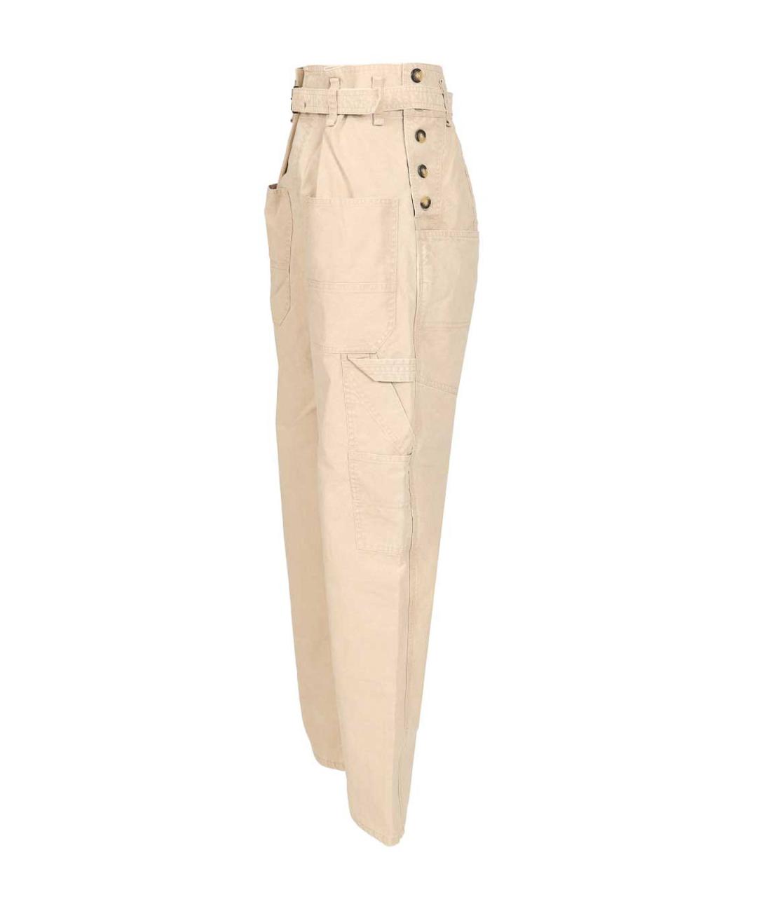 ISABEL MARANT Бежевые хлопковые прямые брюки, фото 3