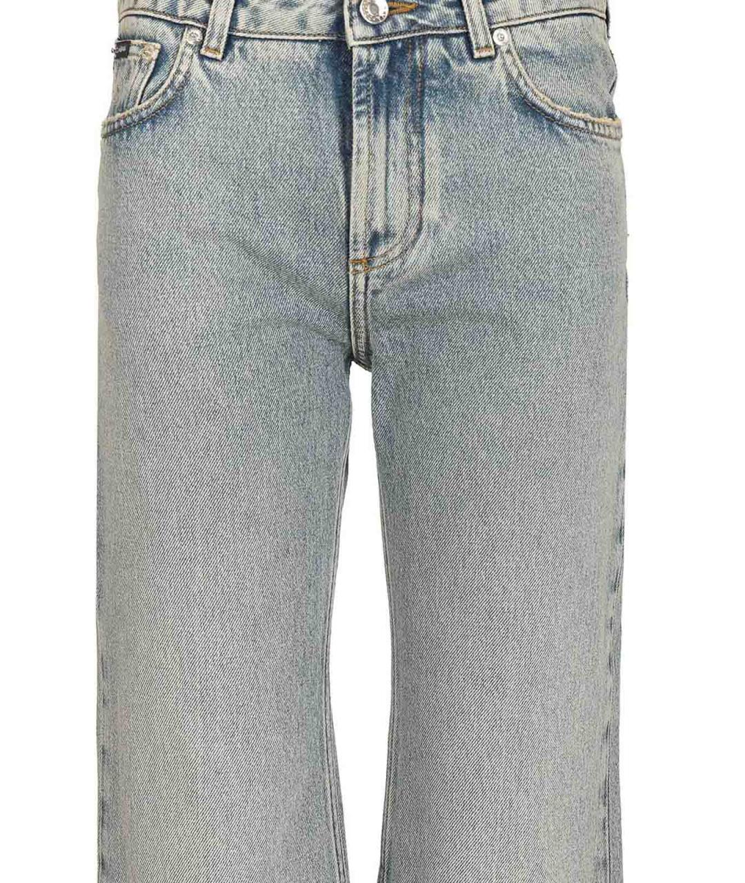 DOLCE&GABBANA Голубые хлопковые прямые джинсы, фото 3