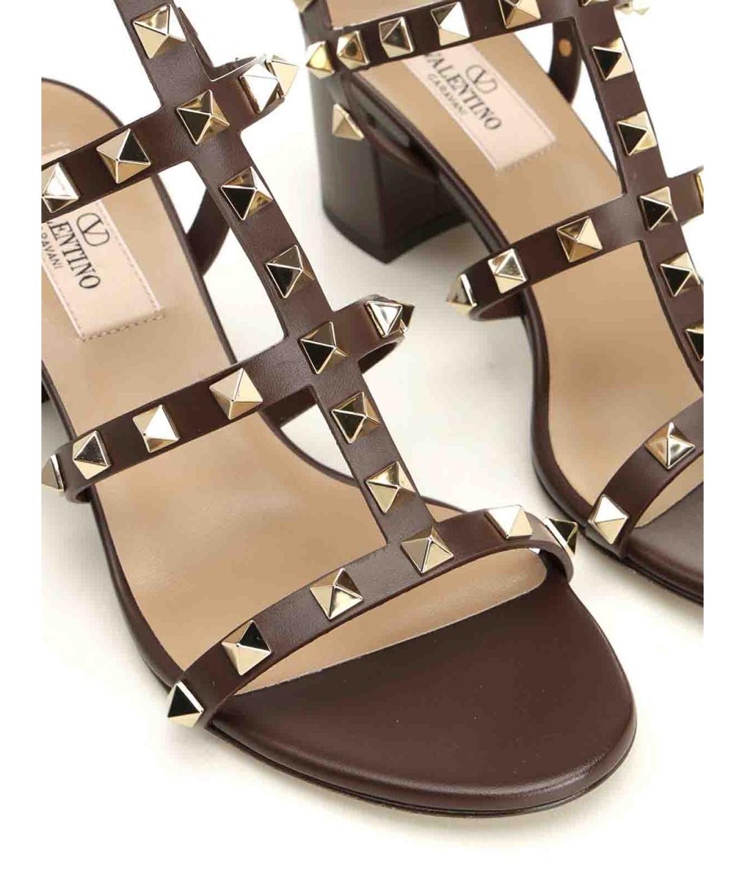 VALENTINO Коричневые кожаные босоножки, фото 6