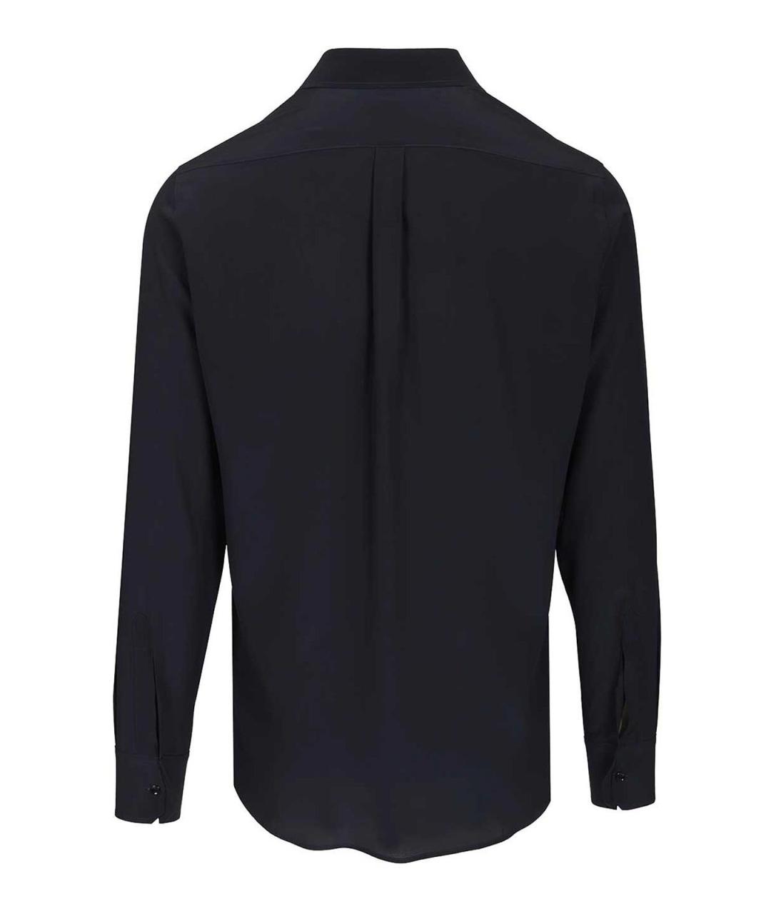 DOLCE&GABBANA Темно-синяя шелковая классическая рубашка, фото 2