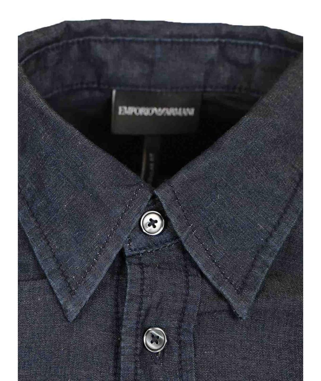 EMPORIO ARMANI Синяя льняная кэжуал рубашка, фото 5