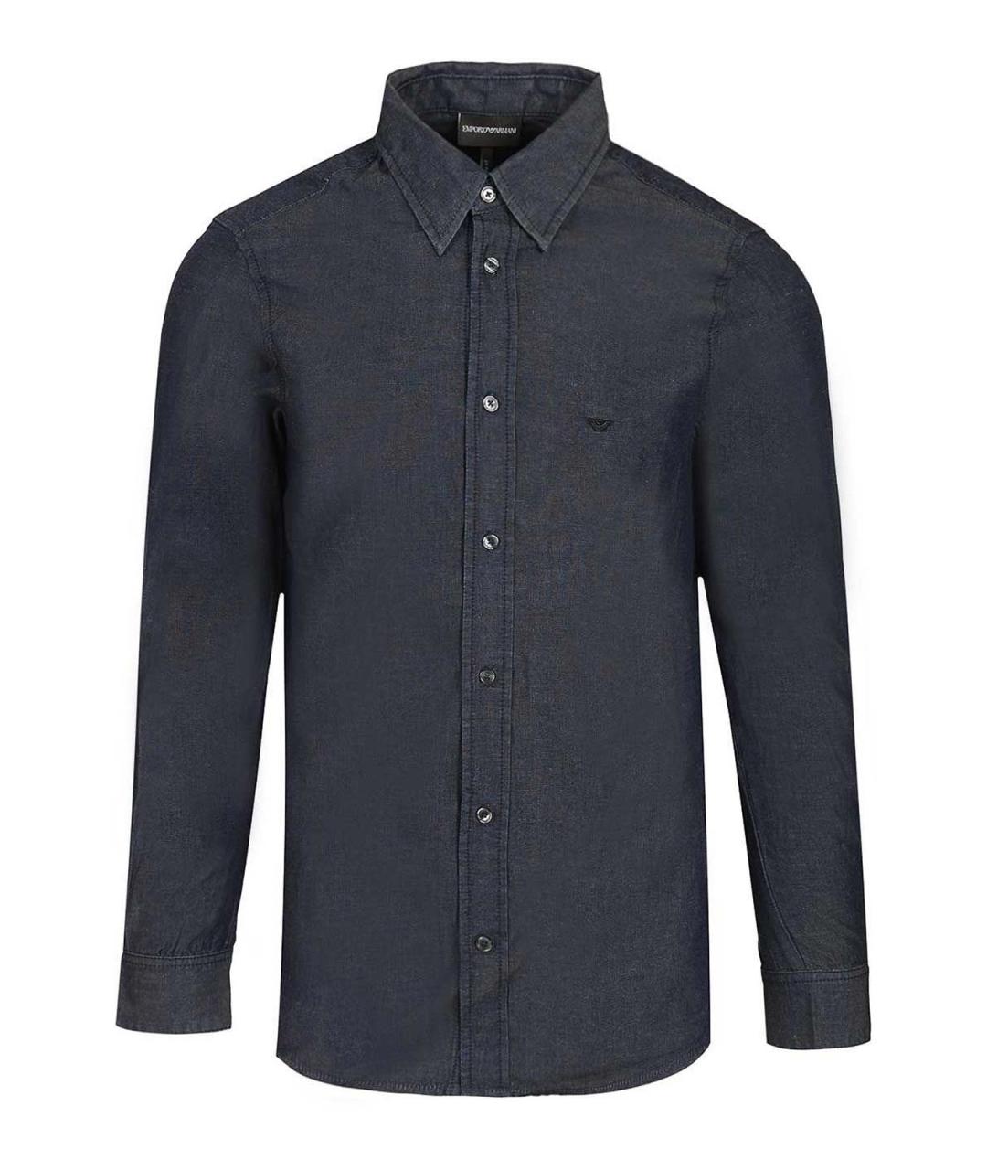 EMPORIO ARMANI Синяя льняная кэжуал рубашка, фото 1