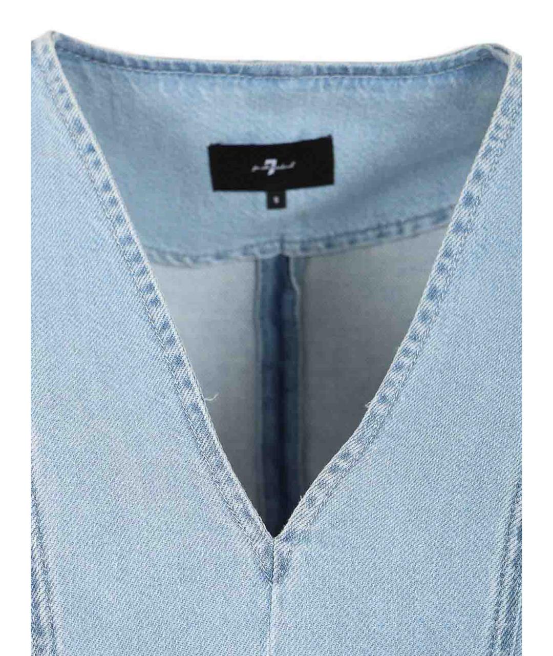 7 FOR ALL MANKIND Голубое хлопковое повседневное платье, фото 4