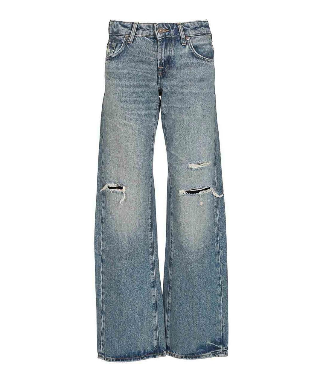 7 FOR ALL MANKIND Голубые хлопковые прямые джинсы, фото 1