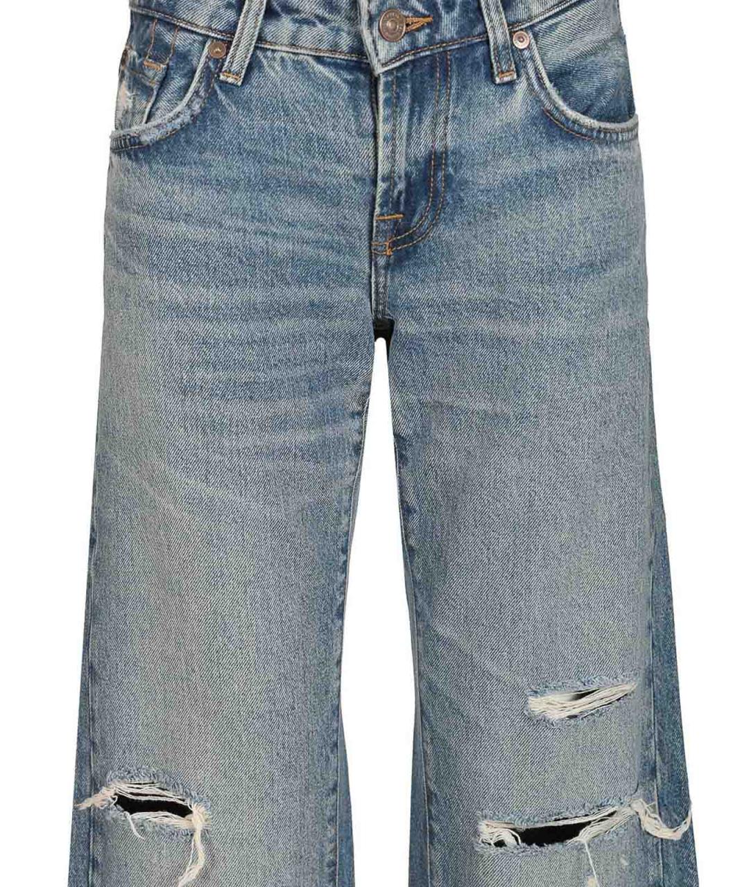 7 FOR ALL MANKIND Голубые хлопковые прямые джинсы, фото 3