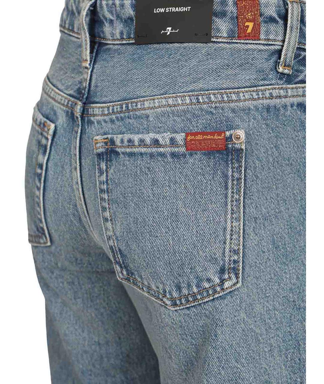 7 FOR ALL MANKIND Голубые хлопковые прямые джинсы, фото 4