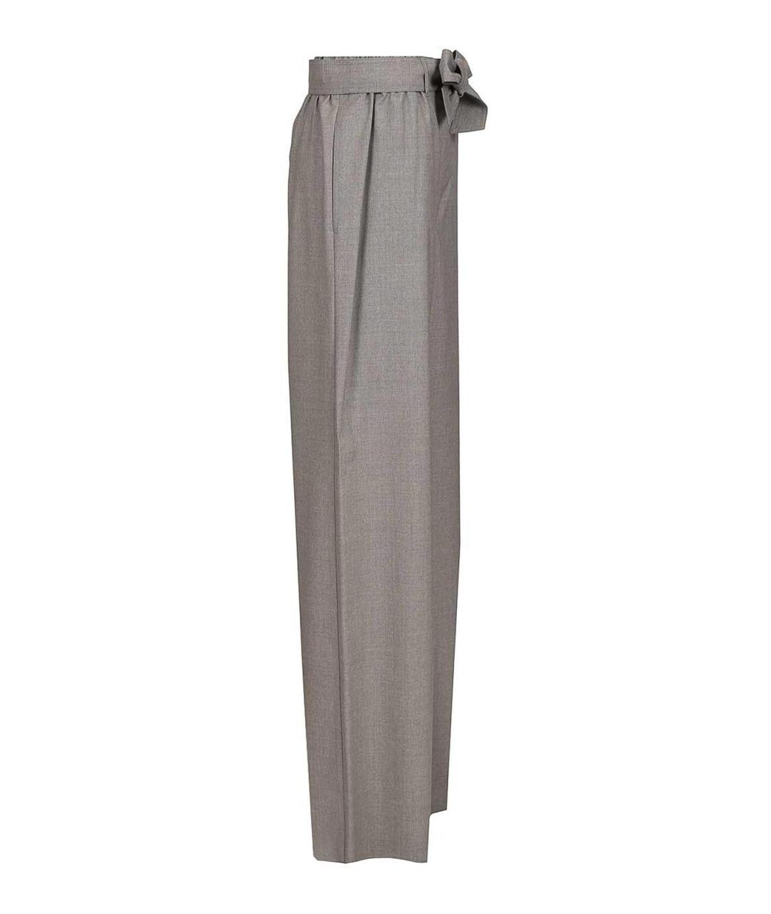 MAX MARA Серые шерстяные брюки широкие, фото 3