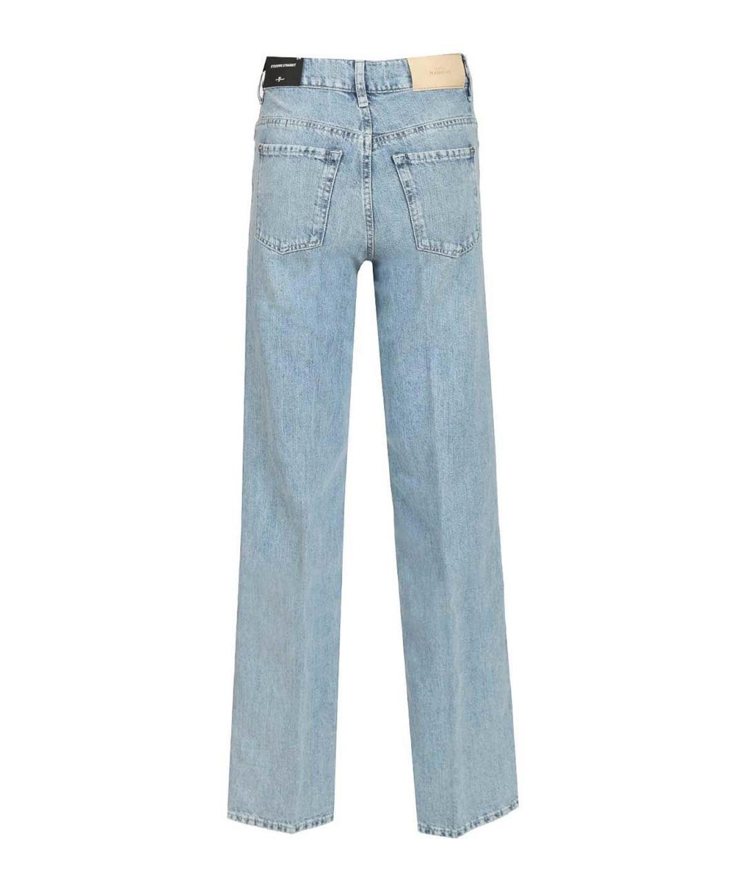 7 FOR ALL MANKIND Голубые хлопковые прямые джинсы, фото 2