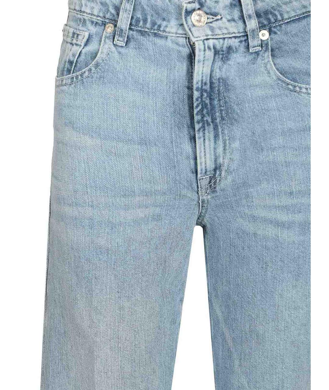 7 FOR ALL MANKIND Голубые хлопковые прямые джинсы, фото 3