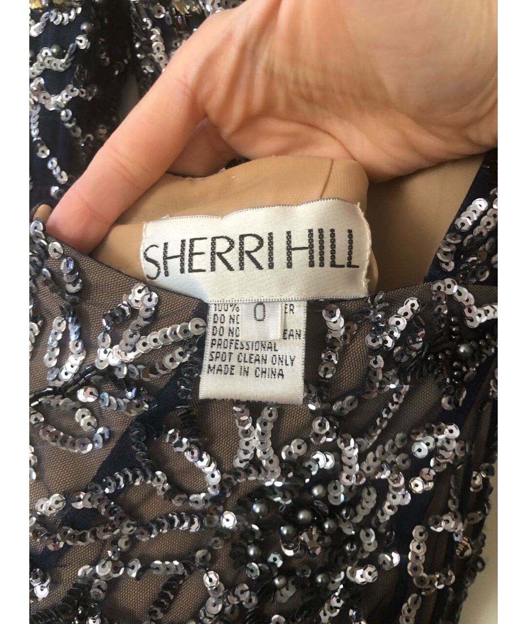 SHERRI HILL Синее сетчатое коктейльное платье, фото 3
