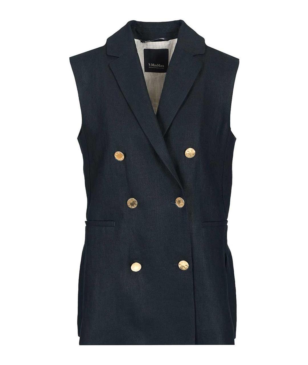 'S MAX MARA Синяя льняная жилетка, фото 1