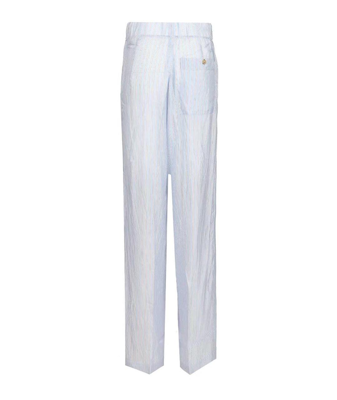 DRIES VAN NOTEN Голубые вискозные прямые брюки, фото 2