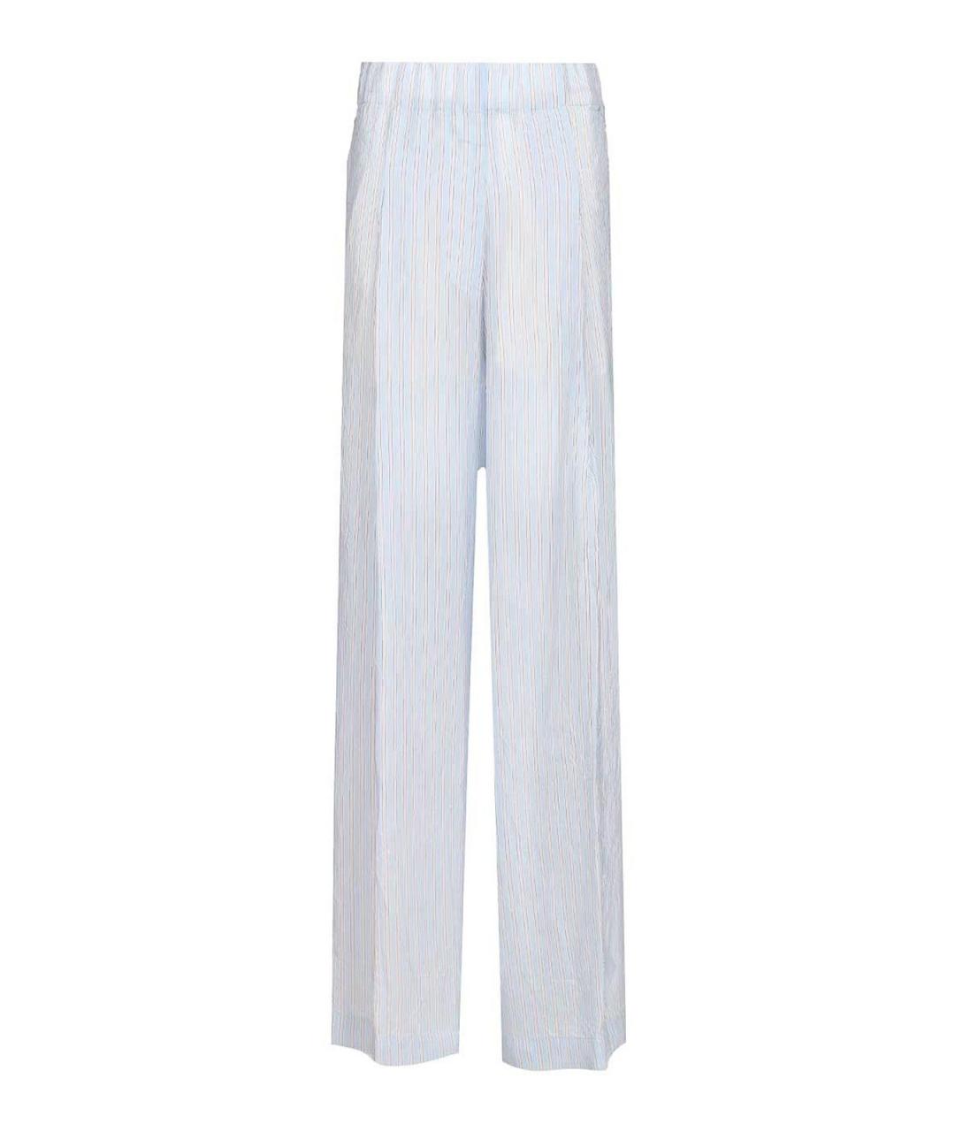 DRIES VAN NOTEN Голубые вискозные прямые брюки, фото 1