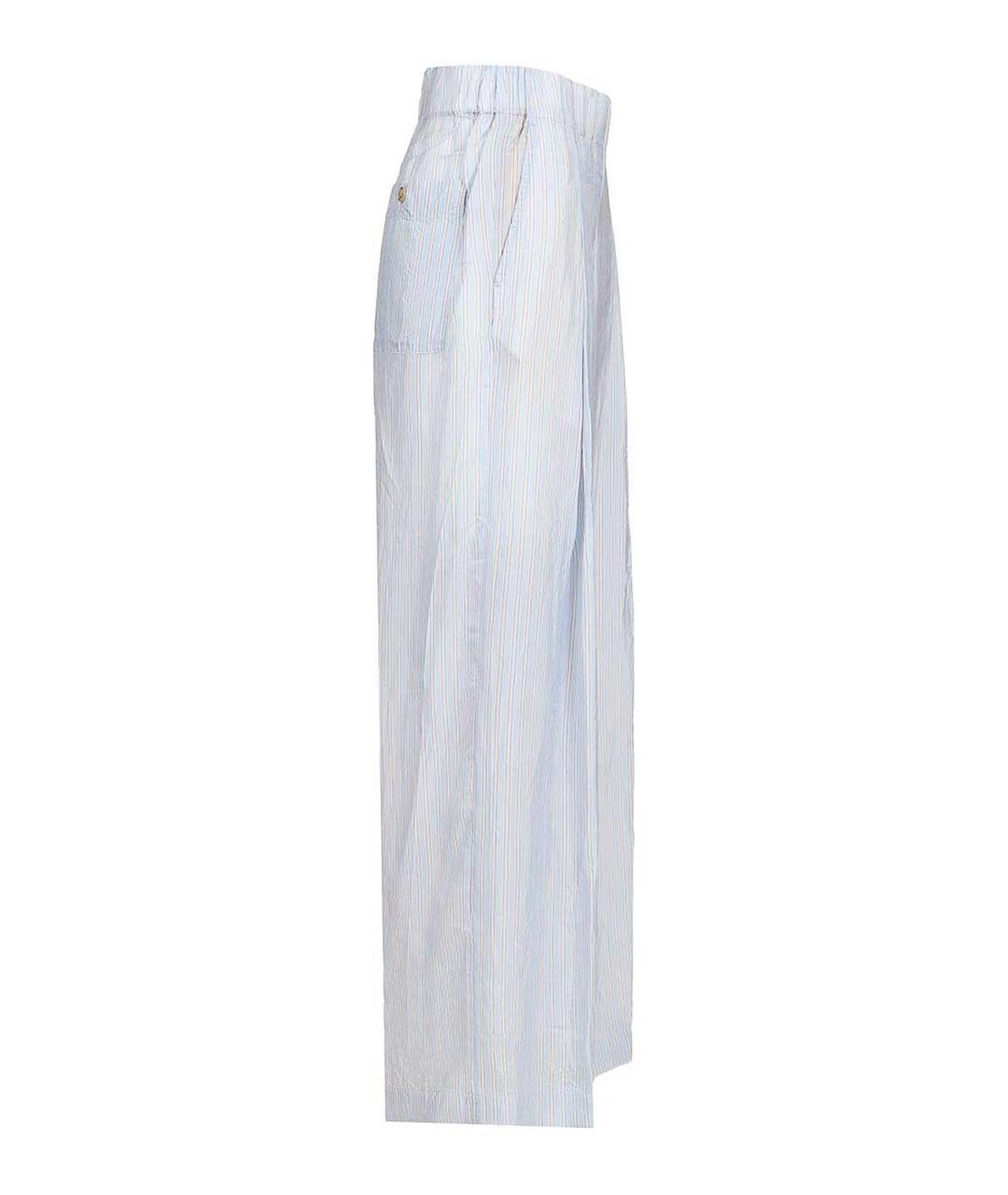 DRIES VAN NOTEN Голубые вискозные прямые брюки, фото 3