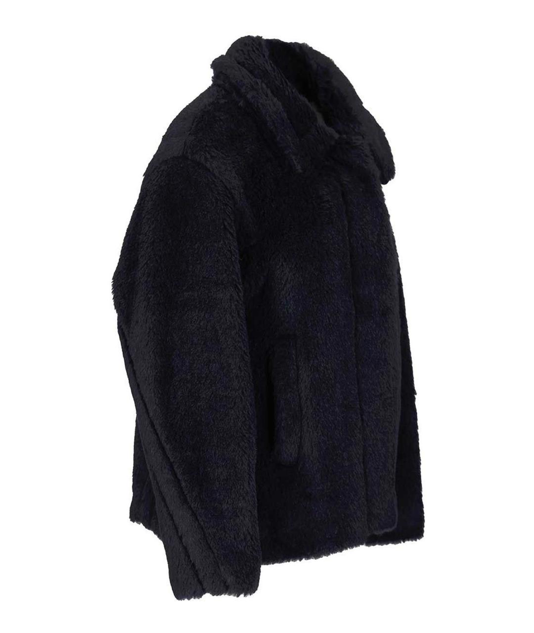MAX MARA Темно-синяя шерстяная шуба, фото 3