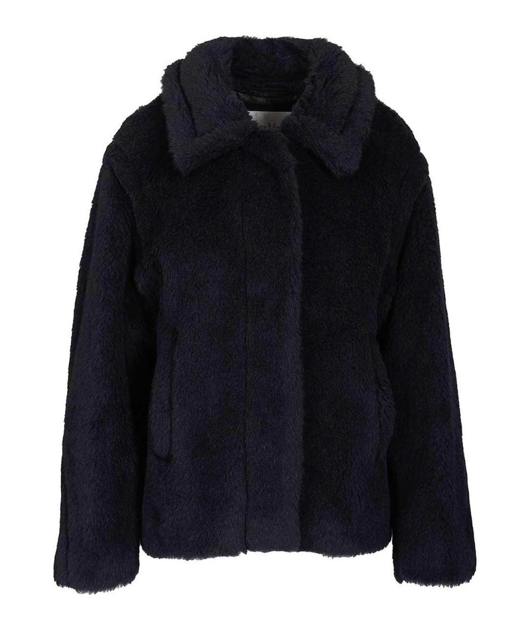 MAX MARA Темно-синяя шерстяная шуба, фото 1