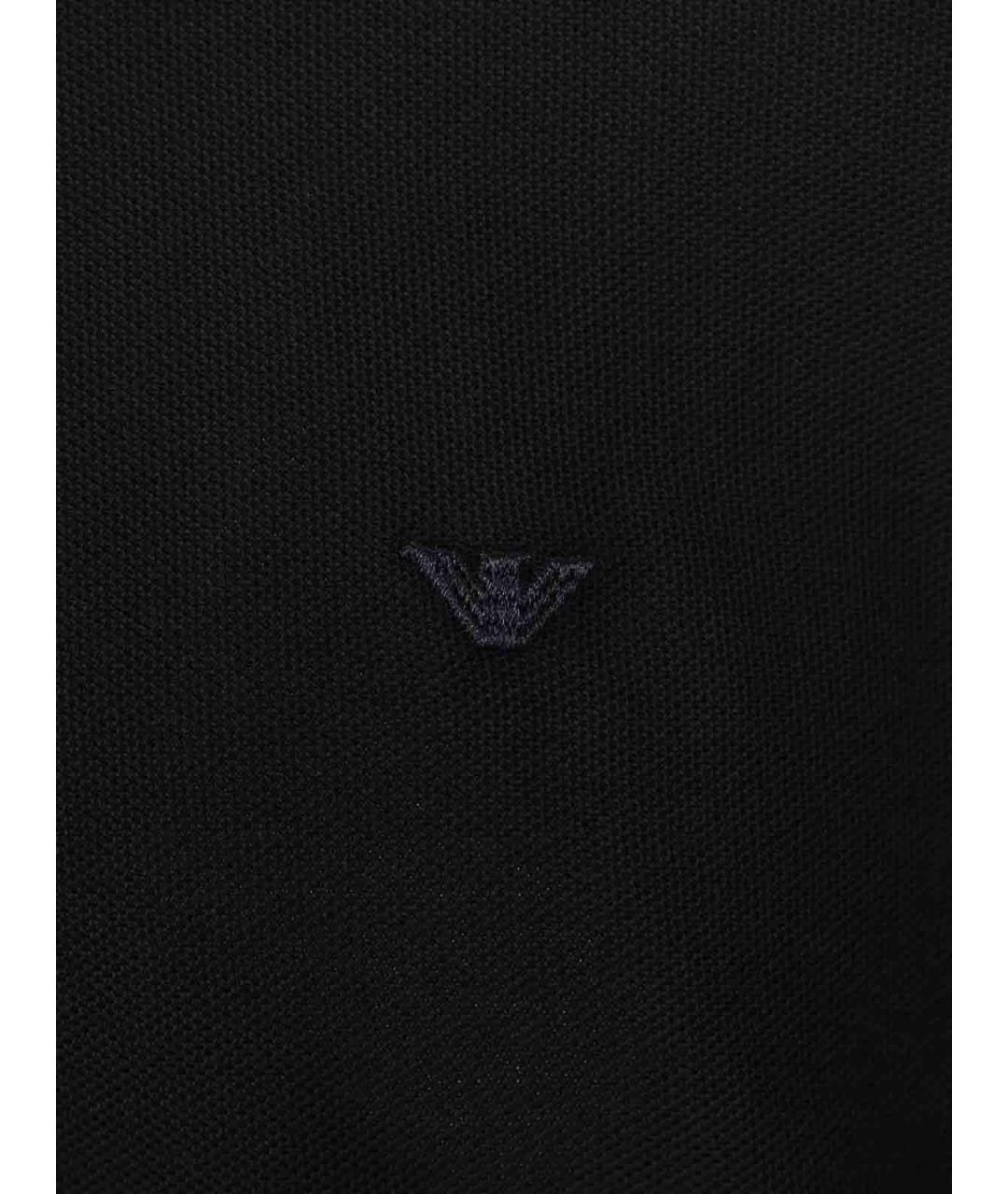 EMPORIO ARMANI Синее хлопковое поло с коротким рукавом, фото 3