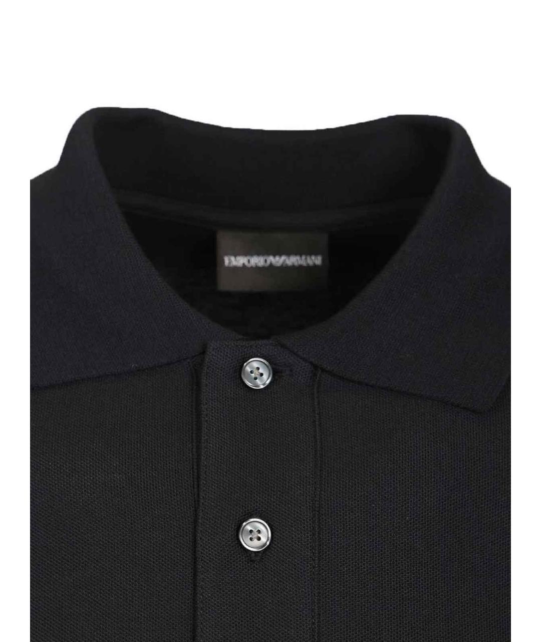 EMPORIO ARMANI Синее хлопковое поло с коротким рукавом, фото 4