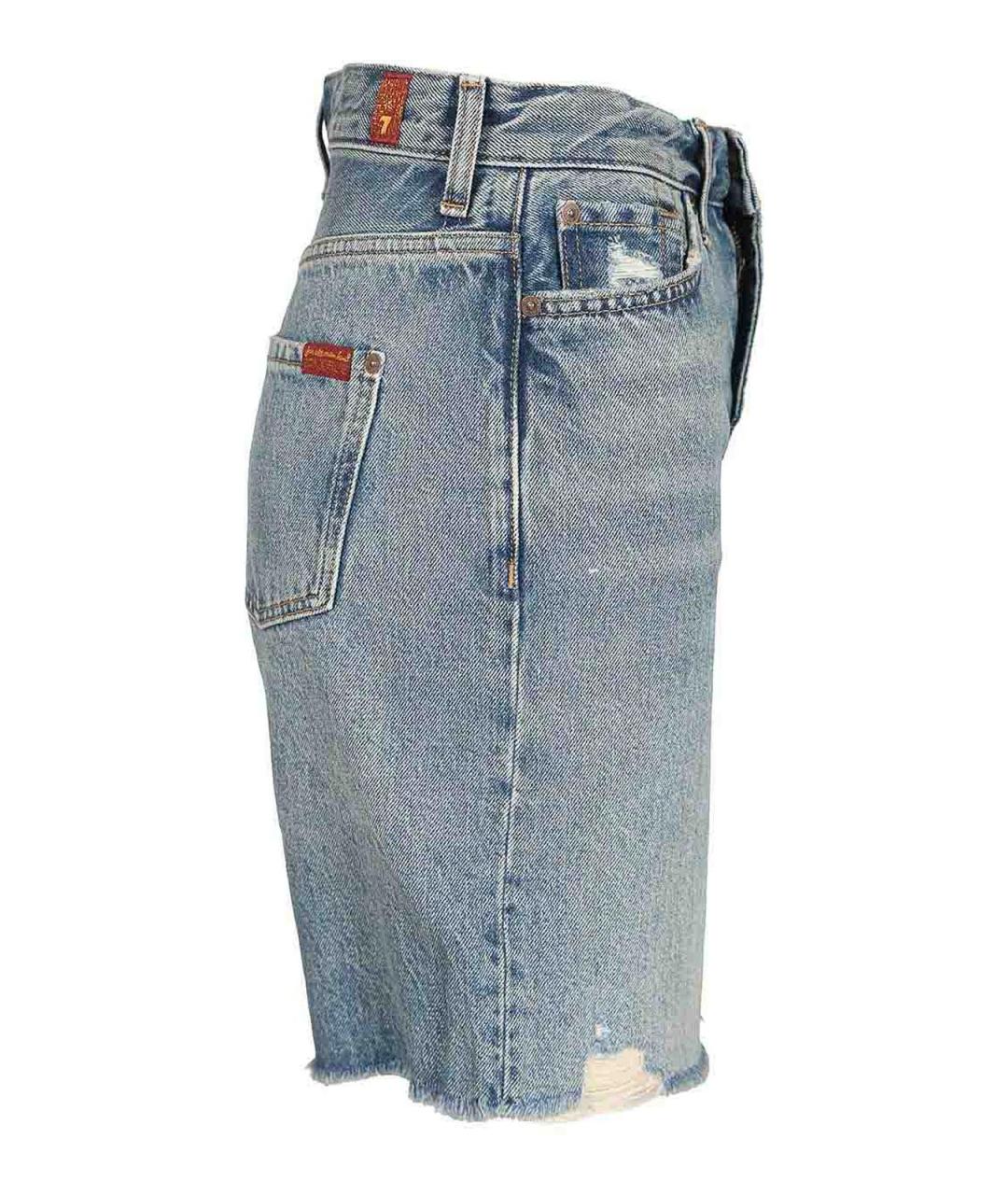 7 FOR ALL MANKIND Голубые хлопковые шорты, фото 3