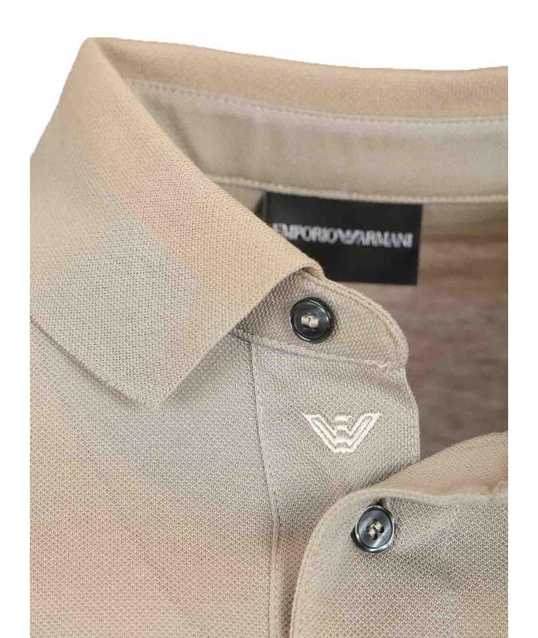 EMPORIO ARMANI Бежевое хлопковое поло с коротким рукавом, фото 3