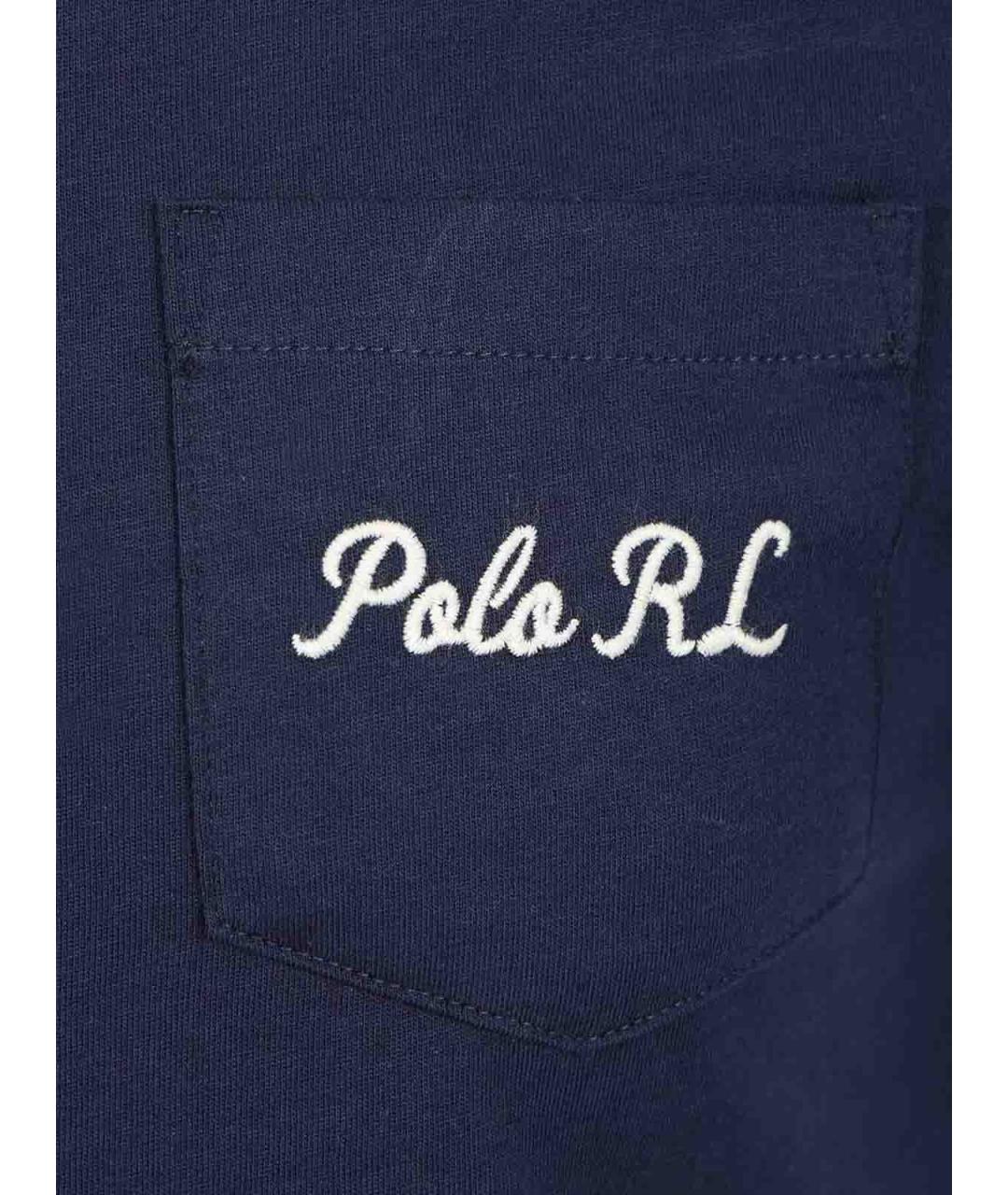 POLO RALPH LAUREN Синее хлопковое поло с коротким рукавом, фото 3