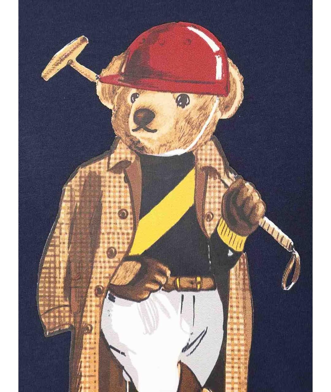 POLO RALPH LAUREN Синее хлопковое поло с коротким рукавом, фото 4
