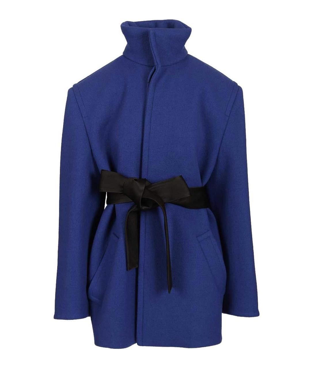 SAINT LAURENT Синее шерстяное пальто, фото 1