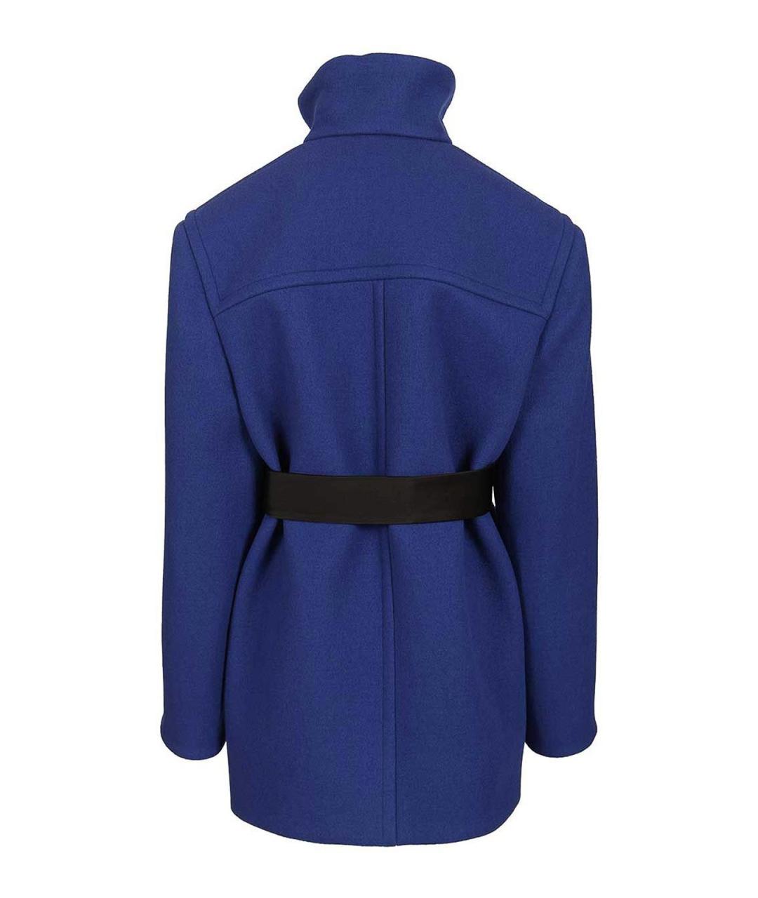 SAINT LAURENT Синее шерстяное пальто, фото 2