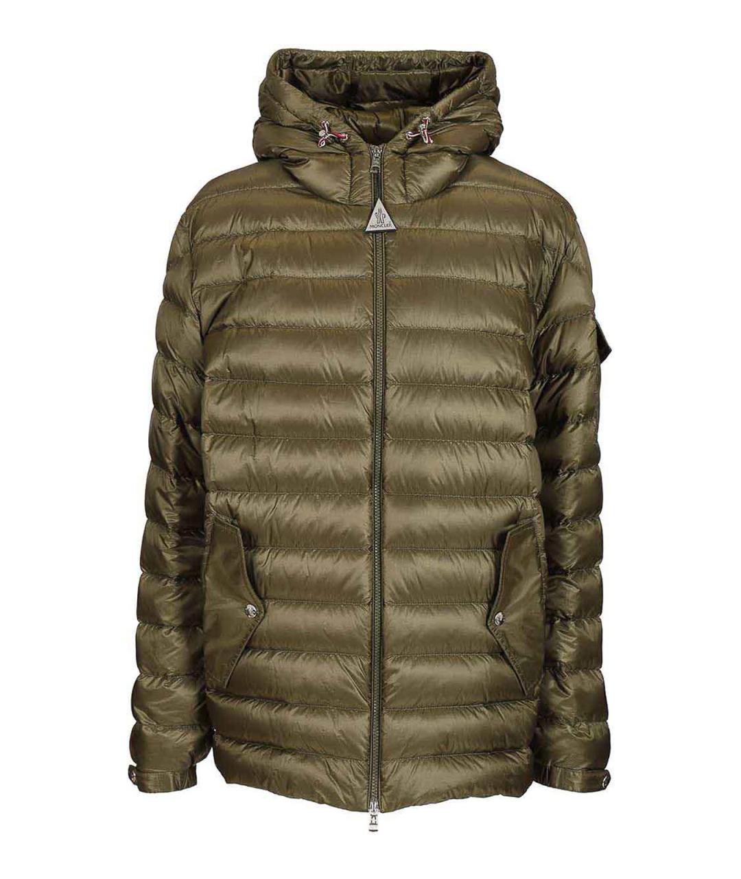 MONCLER Зеленый полиамидовый пуховик, фото 1
