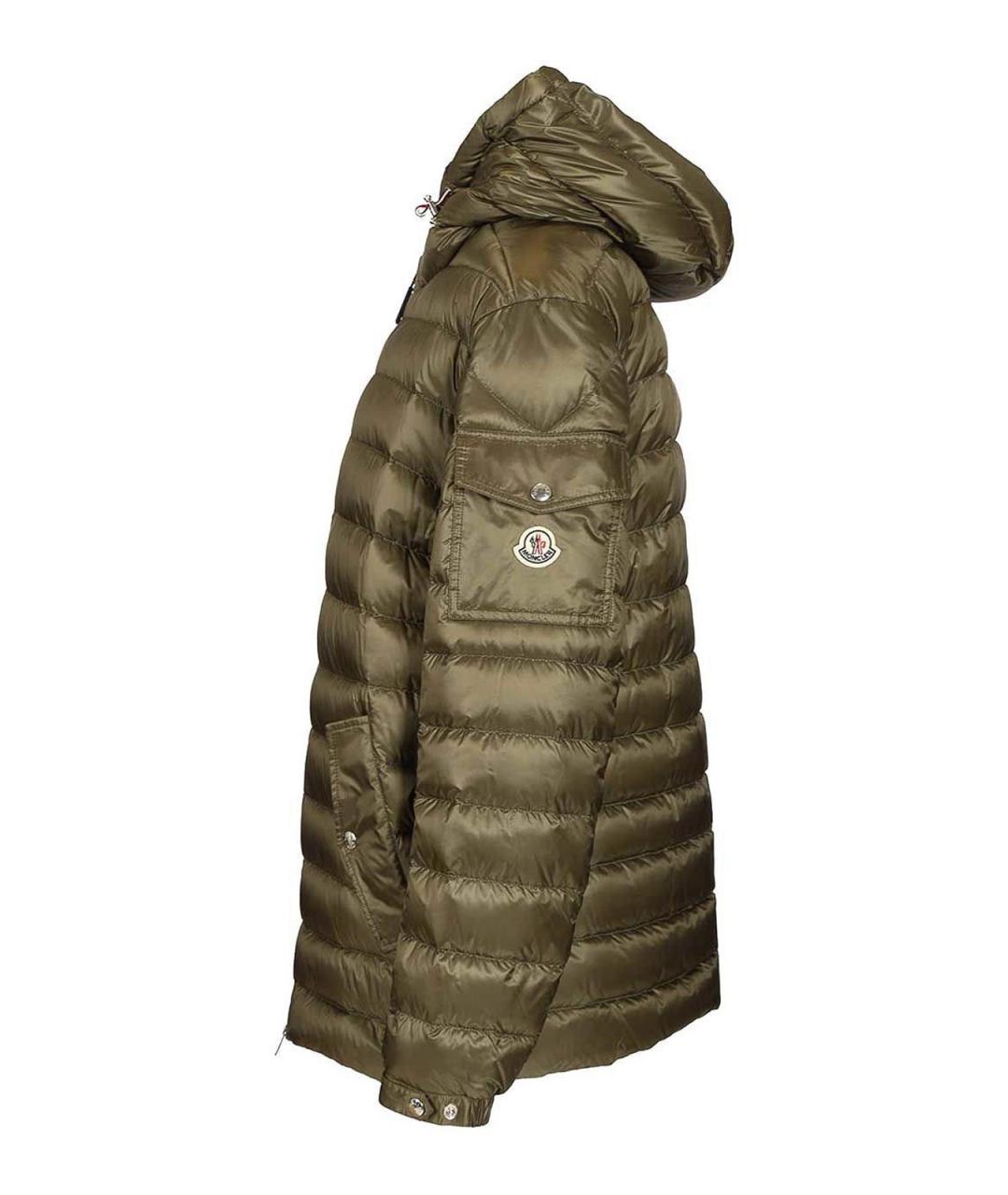 MONCLER Зеленый полиамидовый пуховик, фото 3