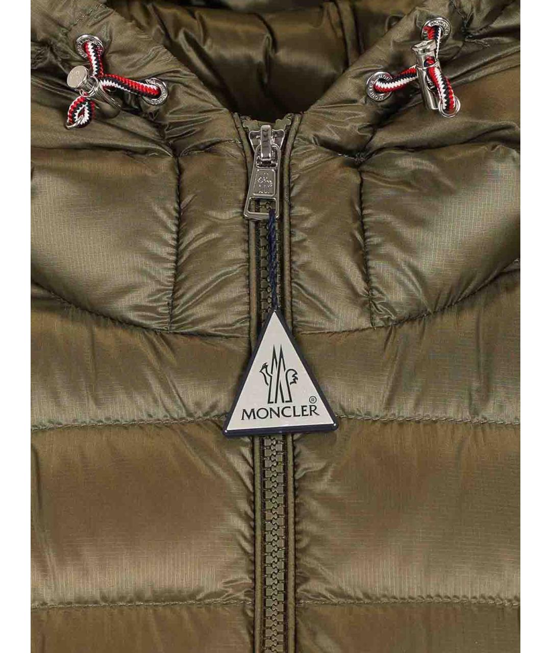 MONCLER Зеленый полиамидовый пуховик, фото 4