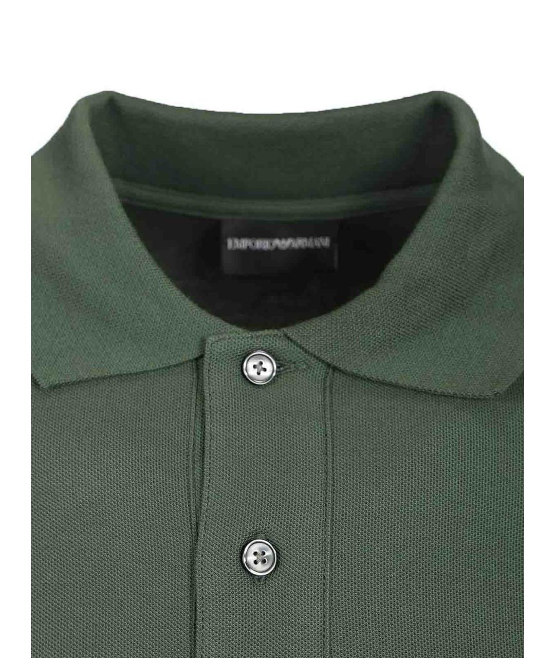 EMPORIO ARMANI Зеленое хлопковое поло с коротким рукавом, фото 4