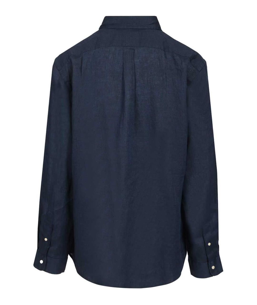 POLO RALPH LAUREN Синяя льняная кэжуал рубашка, фото 2