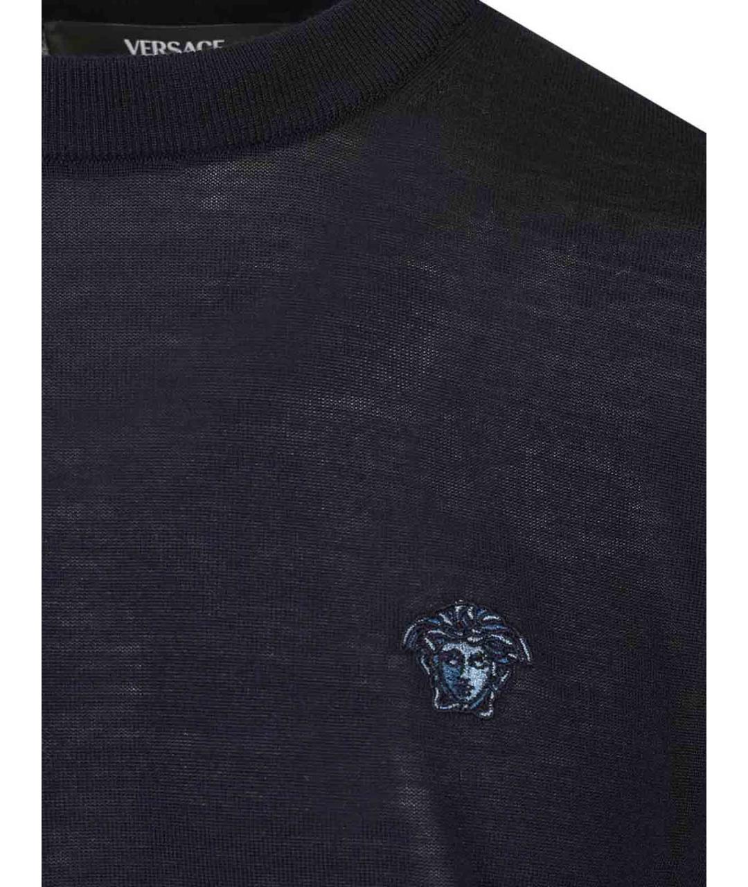VERSACE Темно-синий шерстяной джемпер / свитер, фото 3