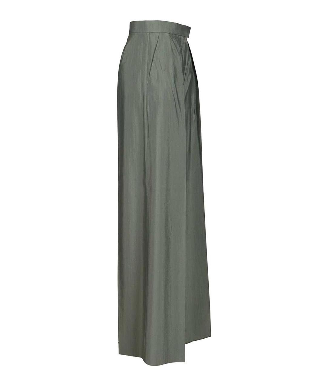 MAX MARA Зеленые шерстяные брюки широкие, фото 3
