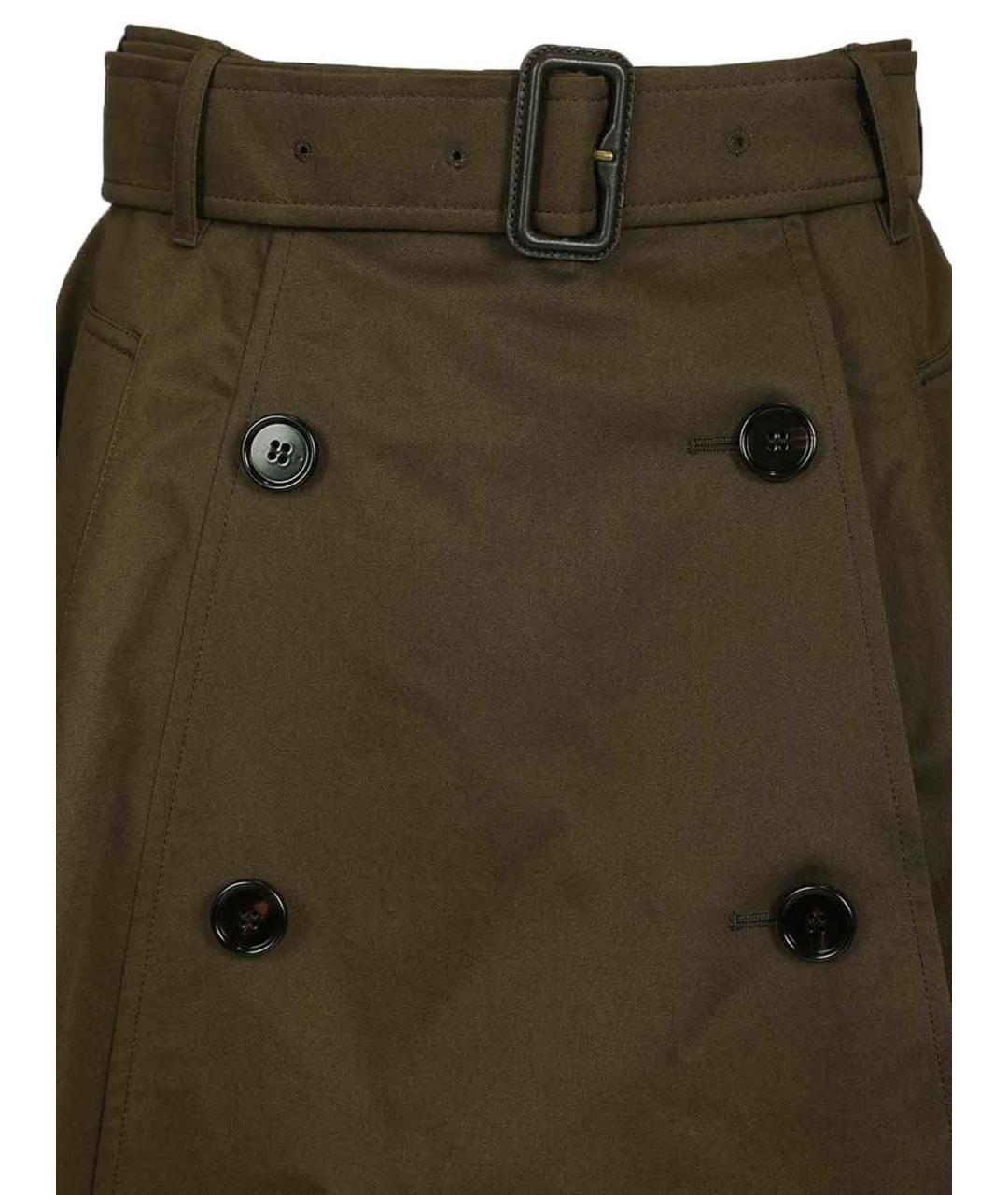 BURBERRY Хаки хлопковая юбка миди, фото 5