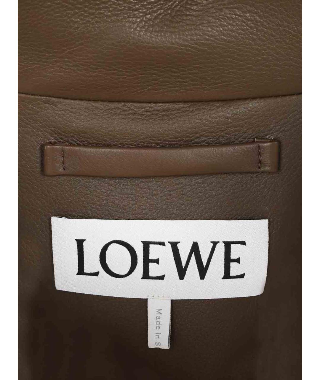 LOEWE Хаки кожаная парка, фото 6