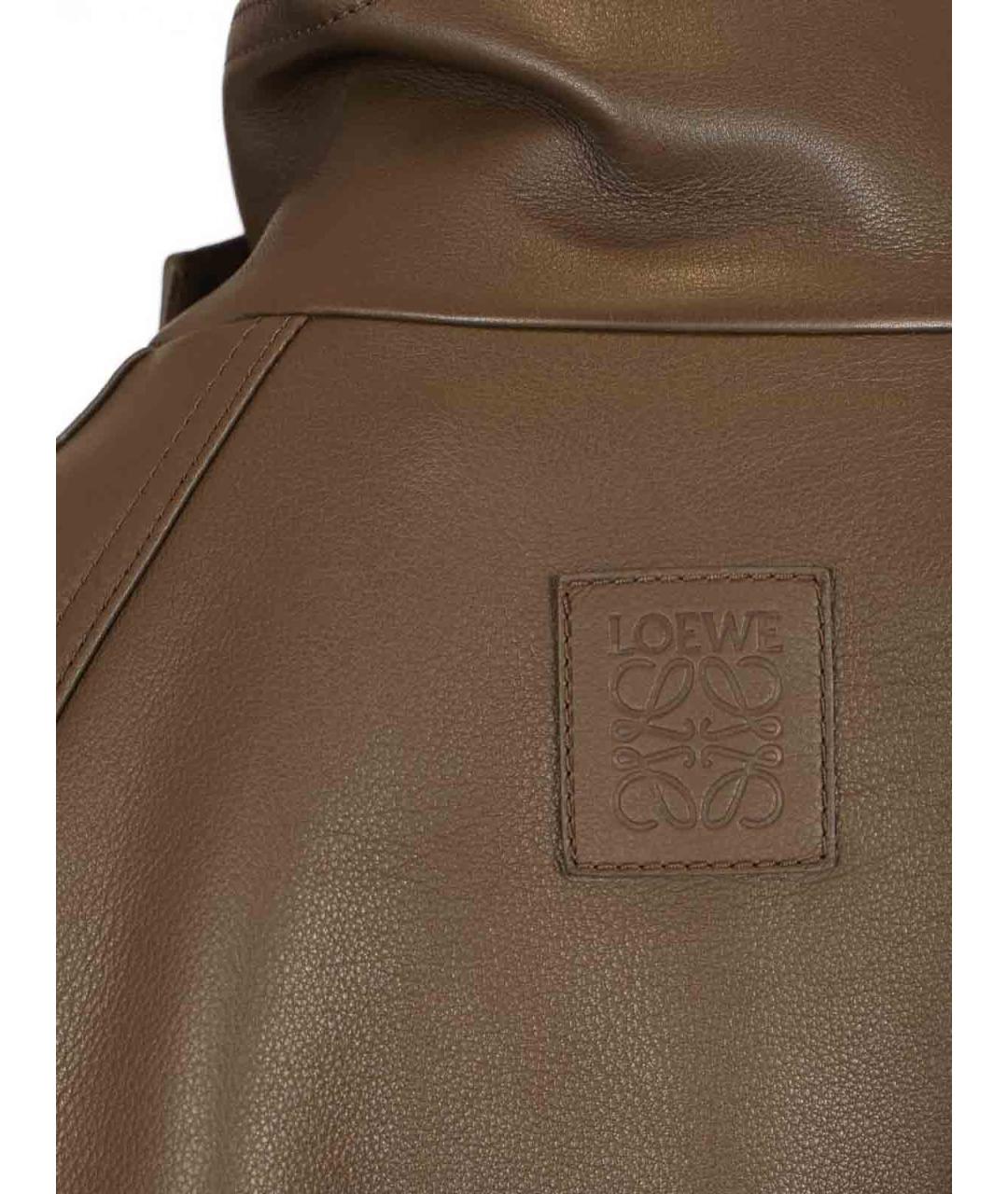 LOEWE Хаки кожаная парка, фото 5