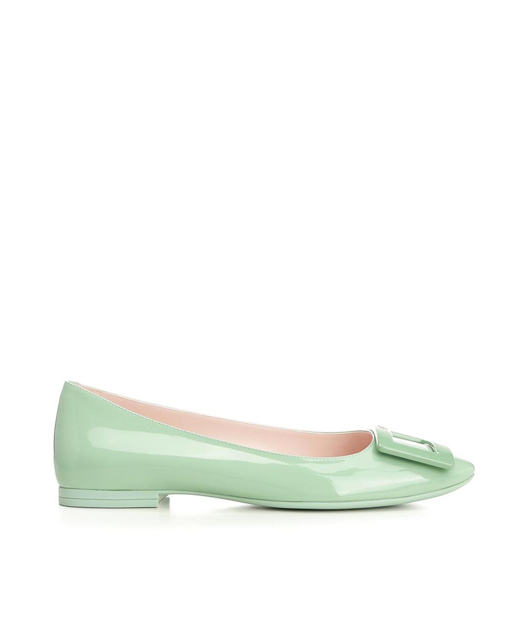 ROGER VIVIER Зеленые кожаные балетки, фото 1